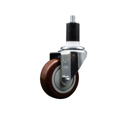 Service Caster 3.5'' SS Maroon Poly Wheel Swivel 1-1/2'' Expanding Stem Caster SCC-SSEX20S3514-PPUB-MRN-112